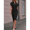 thumbnail image 3 of EASYBRAUS Women V Neck Sleeveless A Line Midi Dress Solid Color Spring Summer 2024 Elegant Casual S-XL, 3 of 4