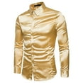 thumbnail image 2 of Sonducket Camisa Transpirable Para Hombre Satén Con Mangas Largas - Trabajo Boda O Casa Camisa Para Hombre Formal Manga Larga Grande Camisetas amarillo L, 2 of 6