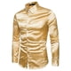 thumbnail image 2 of Minnieouse Camisa satinada lisa para hombre Casual Slim Fit - Grande y de secado rápido para cualquier ocasión Camisa para hombre Formal de Camisetas amarillo SG, 2 of 6