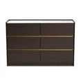 thumbnail image 1 of Baxton Studio Commode 6 Tiroirs en Bois Finition Brun Foncé et Or, 1 of 10