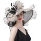 thumbnail image 2 of SAYOO Sombrero de mujer elegante tela de malla plegada con flores adornadas con cornisa ancha SAYOO  moda, 2 of 6