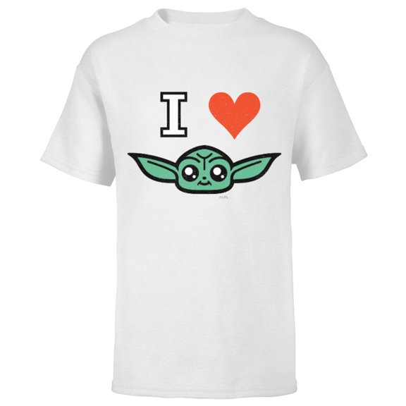 Star Wars The Mandalorian I Love Grogu - Short Sleeve T-Shirt for Kids - Customized-White