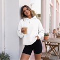 thumbnail image 4 of Women's Crewneck Sweatshirt Long Sleeve Hoodies Lightweight Pullover Solid Color Casual Fall Winter Tunic Top Soft for Women with Kangaroo Pocket White 3XL, 4 of 7