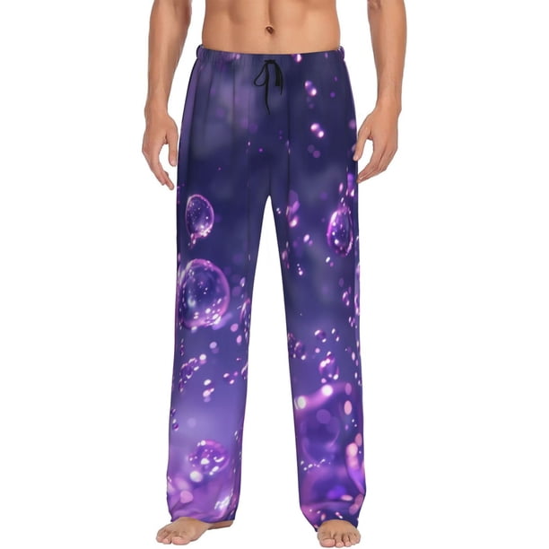 Fotbe Purple Bubble Abstract Art Pantalones de Pijama para Hombre, Pantalones de Dormir, Pantalones de Casa con Cintura Ajustable y Bolsillos-3X-Large
