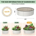 thumbnail image 3 of Lot de 2 Bacs de Jardin Surélevés Ronds Galvanisés de 4 Pi, Grandes Boîtes de Plantation Extérieures en Métal avec Fond Ouvert, Robustes et Résistants à la Rouille, pour Légumes, Fleurs et Fines Herbes, 3 of 8