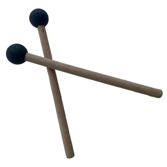 2 Pieces Rubber Mallet Percussion Instrument with Wooden Handle for Practitirs Gong Woodblock Drum Bells Black