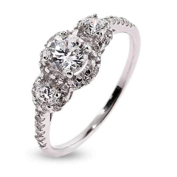 Petite Three Stone Sparkling Anniversary Ring, Ring Sizes 5 to 9