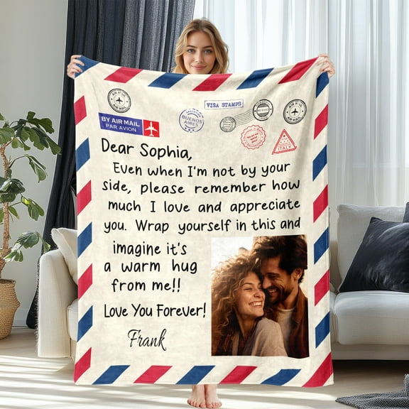 JML Custom Throw Blanket, Soft Flannel Blanket - Personalized Photo & Text, Soft & Lightweight, Multiple Sizes for Girlfriend, Couple, Wife, Hansband