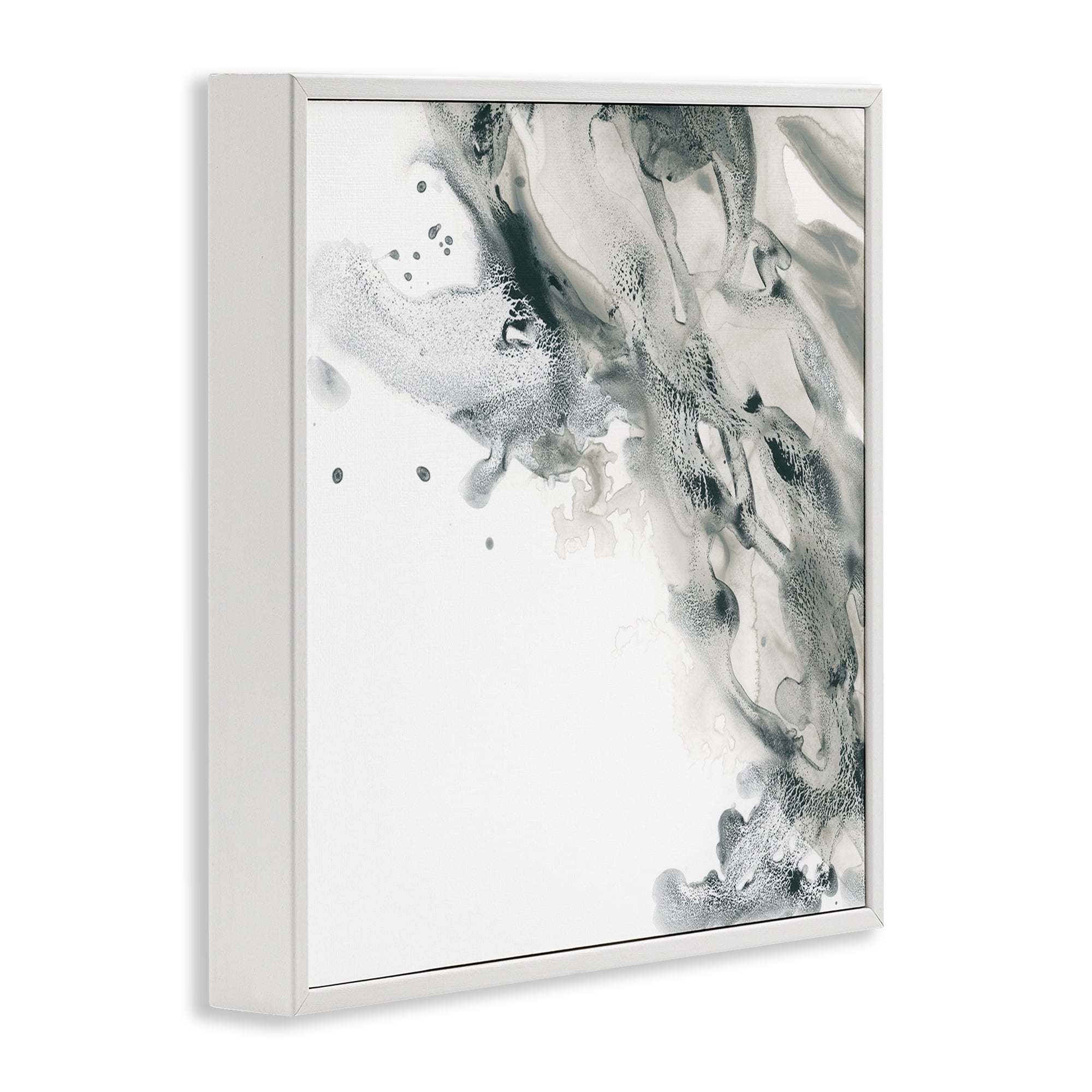 Stupell Industries Grey Swirled Liquid Abstract Painting White Framed Art Print Wall Art, 24 x 24