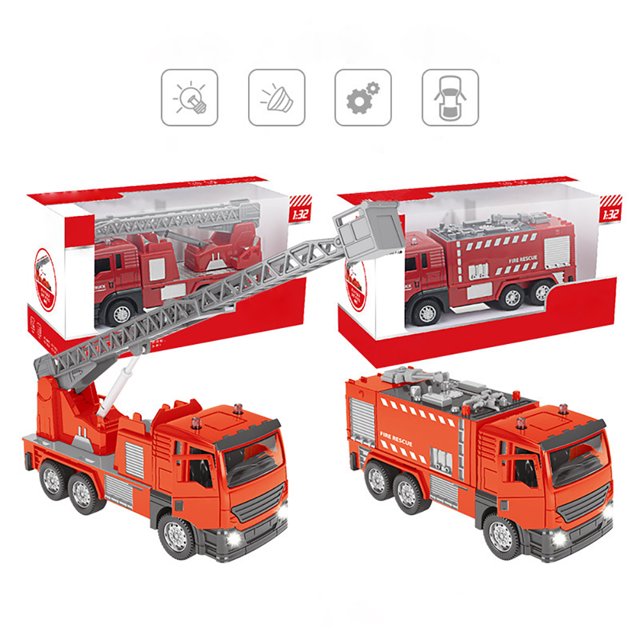Simulation Pull Back Car Engineering Vehicle Fire Truck Environmental Sanitation Alloy Car With Light Music For Kids