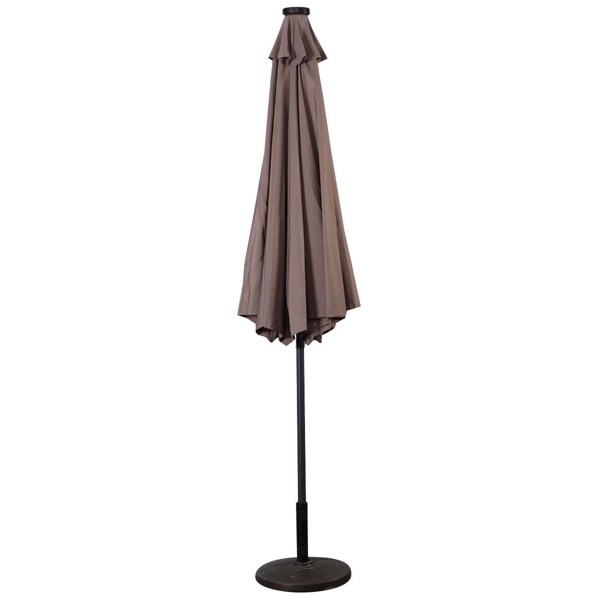 Costway 10ft Patio Solar Umbrella LED Patio Market Steel Tilt w/ Crank Outdoor (Tan)