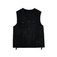 thumbnail image 5 of sunsanly Men Casual Waistcoat Collarless Sleeveless Buttons Closure Vest Coat Solid Color Multi Pockets Thin Style Outdoor Cargo Waistcoat, 5 of 7