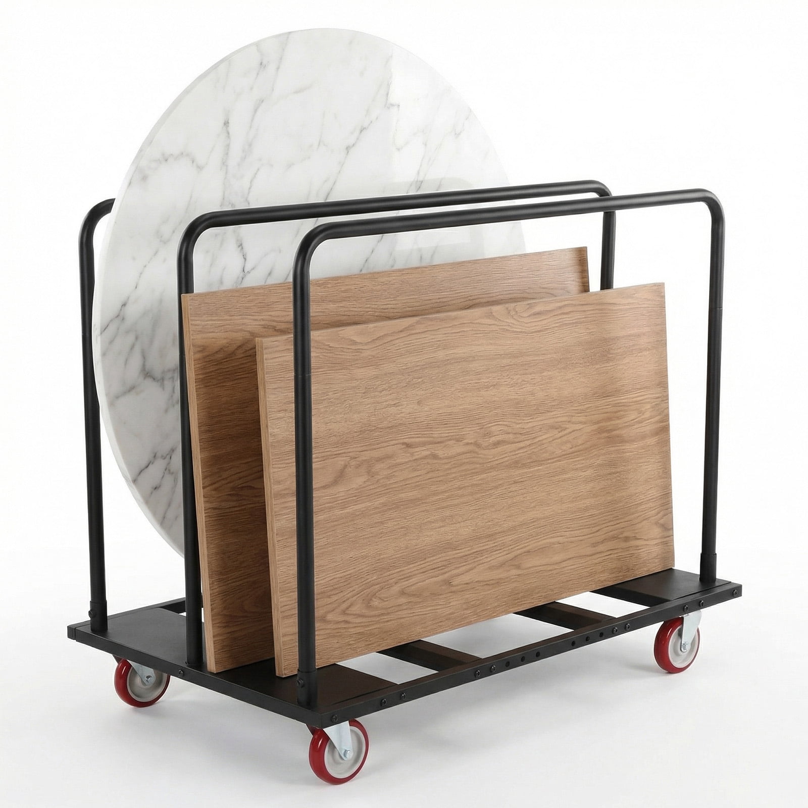 golytefs Folding Table Cart Heavy Duty Table Dolly with Pu Swivel Wheels 1800 Lbs Drywall Dolly Cart for Party Events Hotel Factory Warehouse