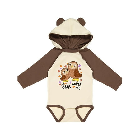 

Inktastic My Oma Loves Me- cute owl family Gift Baby Boy or Baby Girl Long Sleeve Bodysuit