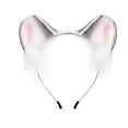 thumbnail image 3 of Diadema con orejas de gatito de peluche para mujer y niña, aro para el pelo con orejas de animal para escenario Gris, 3 of 7