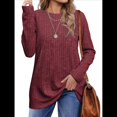 thumbnail image 1 of Camisas de Larga para Mujer, Blusas Holgadas de Cuello Redondo, Elegantes, Informales, para Otoño e Invierno. Rojo L, 1 of 5