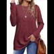 thumbnail image 1 of Camisas de Larga para Mujer, Blusas Holgadas de Cuello Redondo, Elegantes, Informales, para Otoño e Invierno. Rojo L, 1 of 5