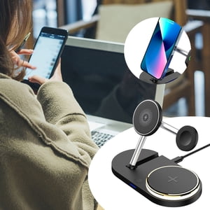 DZCPSCZG Chargeur pliable sans fil pour quatre chargeurs intelligents multifonctions IOS écouteurs pour téléphones portables 15W Chargement rapide sans fil avec LED