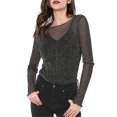 thumbnail image 2 of INSPIRE CHIC Women's Long Sleeve Mesh with Spaghetti Strap Camisole Tops, 2 of 6