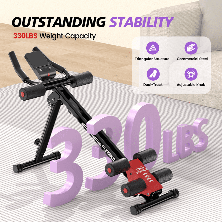 FLYBIRD Adjustable Ab Machine, 330 lbs Capacity, Red photo 4