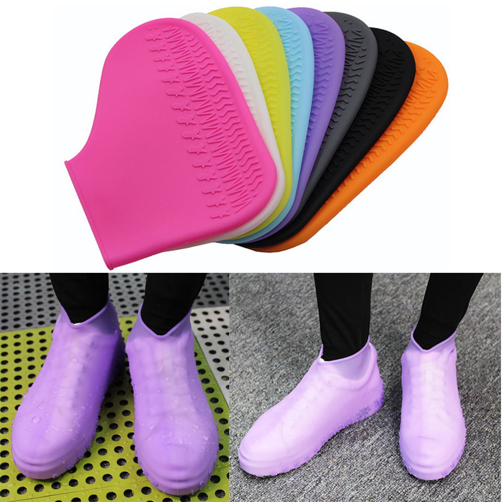 1 Pair Unisex Reusable Anti-Slip Silicone Waterproof Overshoes Covers Rain Shoes 
