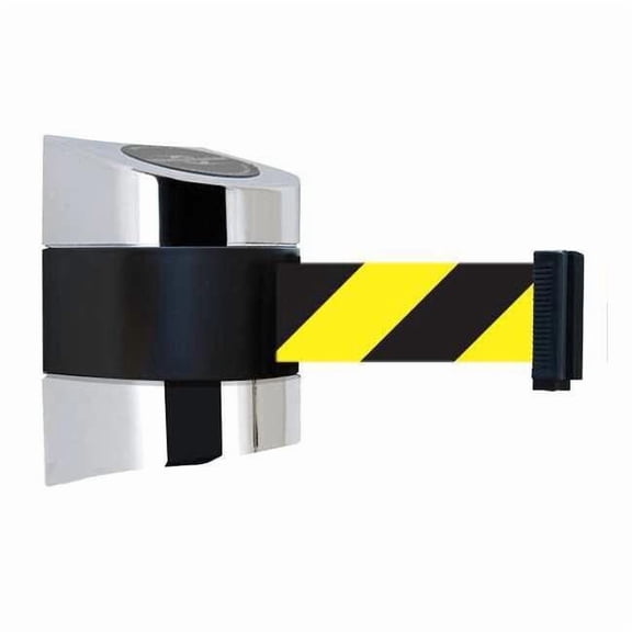 Tensabarrier Belt Barrier,Chrome,Belt Yellow/Black 897-15-S-1P-NO-D4X-C