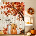 thumbnail image 5 of Hello Fall Shower Curtains for Bathroom, Thanksgiving Pumpkin Tree Maple Leaf Autumn Waterproof Fabric Shower Curtain, Decorative Bathroom Curtain for Bathtub, 72"x72", No Hooks Included, 5 of 9