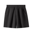 thumbnail image 2 of Cethrio Girls Cotton Shorts, Above the Knee School Relaxed Fit Elastic Waist Summer Shorts Black Size 6, 2 of 5