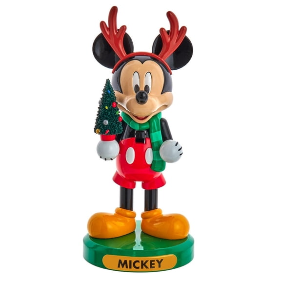 KSA 6" Mickey Mouse with Tree and Reindeer Antlers Christmas Nutcracker