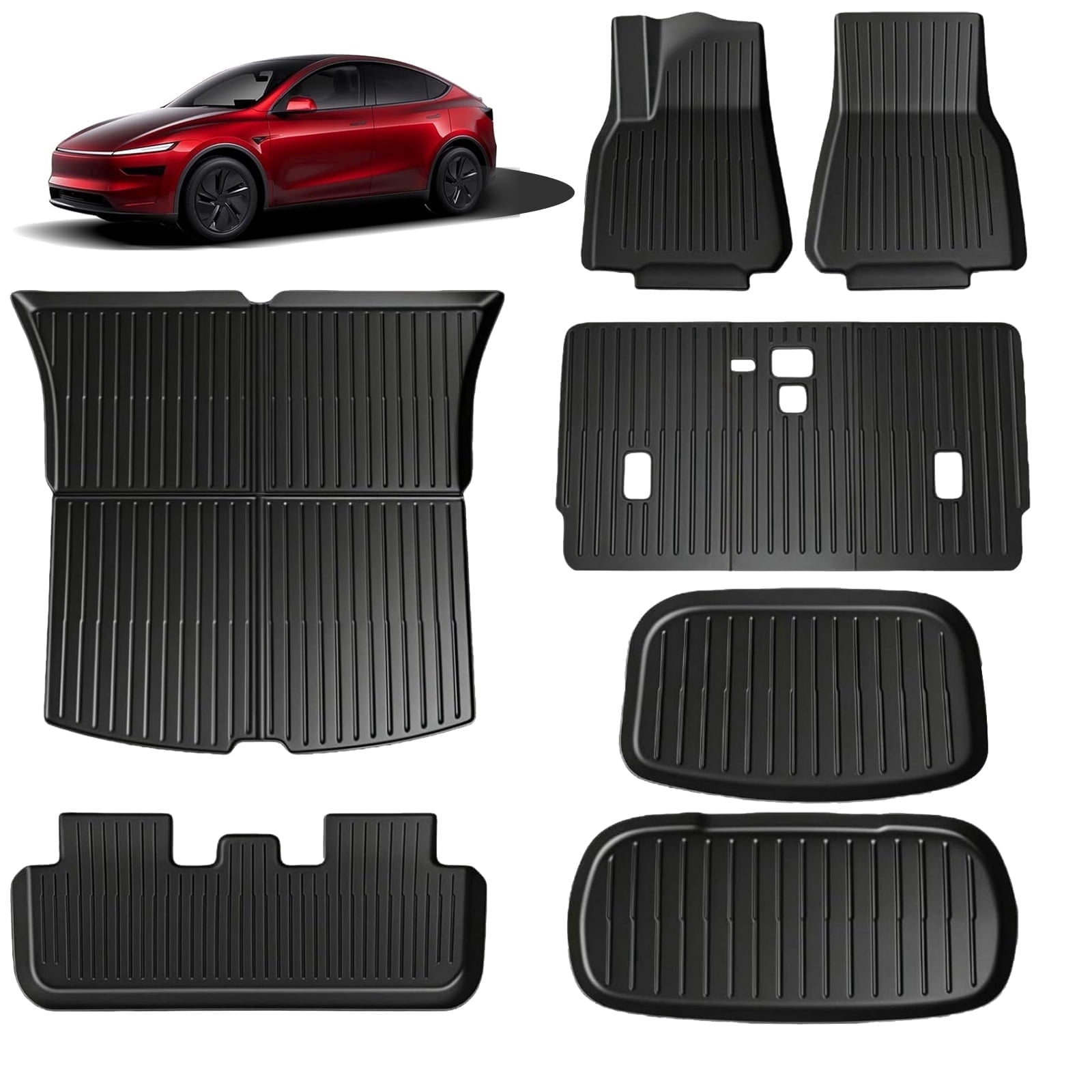 Tesla Model Y Juniper 2025-2026 5-Seater Floor Mats (NOT for 2026 Standard) & Cargo Liners - 9 PCS TPE Auto Accessories