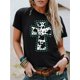 thumbnail image 1 of Cross Print Crew Neck T-Shirt, Casual Short Sleeve Top For Spring & Summer, Women's Clothing, 1 of 5