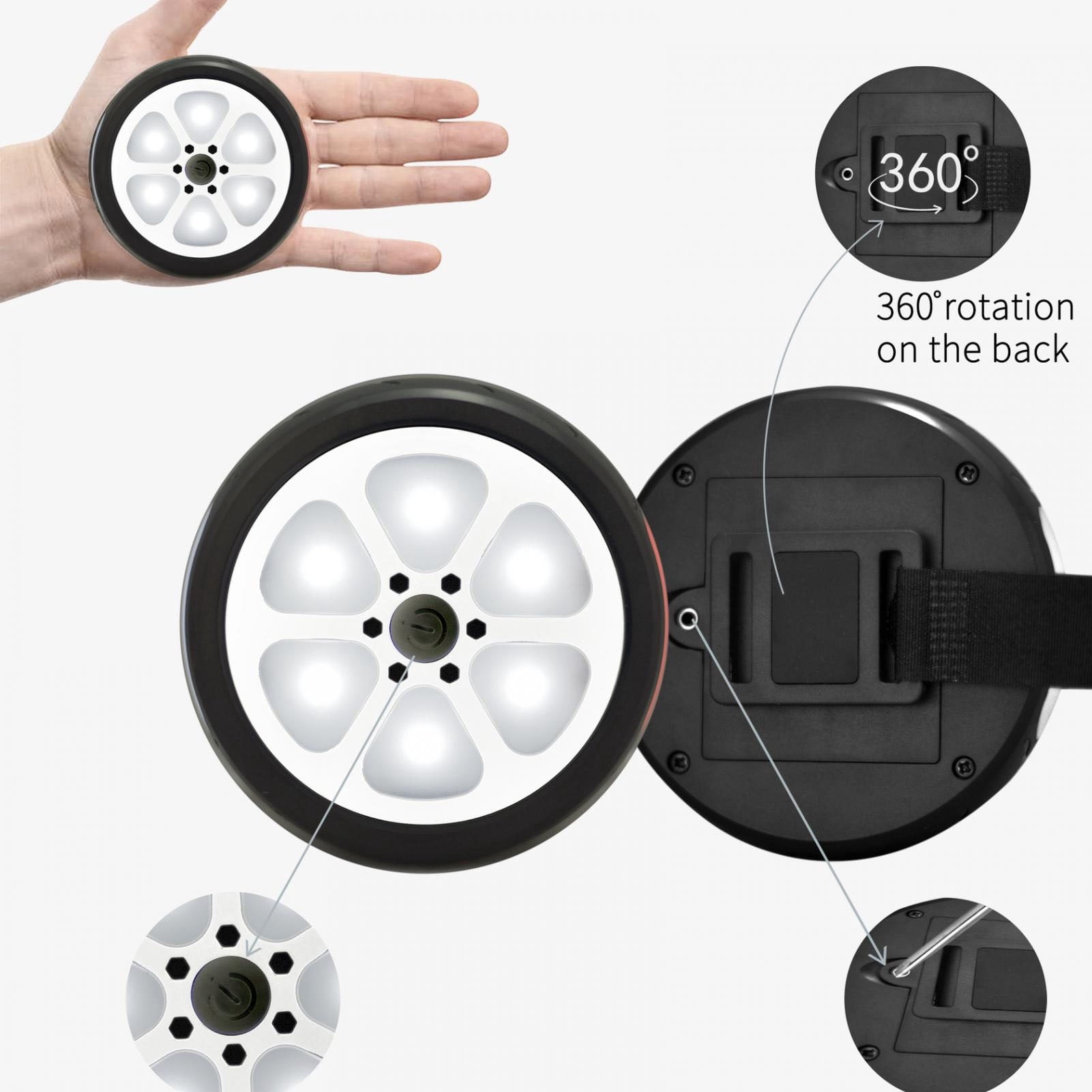 BIMZUC 2Pcs LED Stroller Safety Lights Wheel Shape 3 Modes AA Battery Powered Bike Lights with Screws for Outdoor, Black
