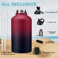 Half Gallon Water Bottle with Straw & Spout Lid, Carrying Pouch