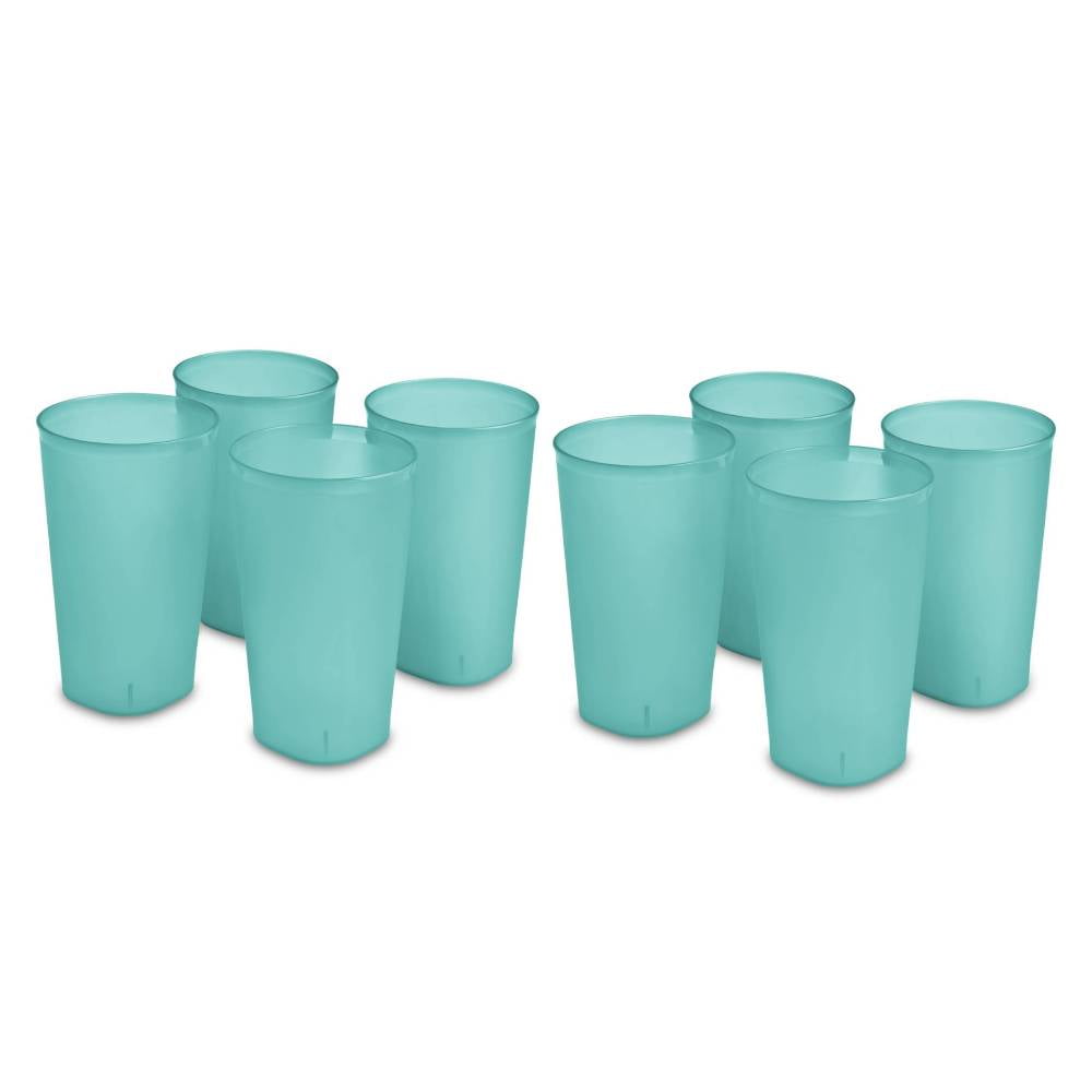 Sterilite Tumblers Set of 4 Plastic Drinking Cups 20 oz Blue Tint 0924, 2-Pack