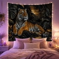thumbnail image 2 of Tiger Resting Beside Still Water under Golden Moon, Serene Digital Art for Wildlife Fans, Jungle Decor, Housewarming Gift, Tapestry Wall Hanging for Bedroom and Living Room, 2 of 7