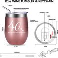 thumbnail image 4 of 40th Birthday Gifts for Women, Wine Tumbler with Funny Saying, Not A Day Over Fabulous, 12oz Stainless Steel Tumbler with Lid, Ideas Gifts for Wife, Sisters, Friends, Coworkers, Rose Gold, 4 of 10