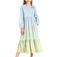 thumbnail image 2 of LJEFF Girls Long-Sleeve Tiered Maxi Dress, Soft Spring Fall Gradient Colors Pockets Design Girls' Casual Dresses Sky Blue Size 5, 2 of 6