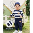thumbnail image 6 of Infant Baby Boys Clothes 6 Months Boys Fall Winter Outfits 12 Months Boys Long Sleeve Round Neckline Stripe Sweatshirt Pants 2PCS Clothing Set Blue, 6 of 8