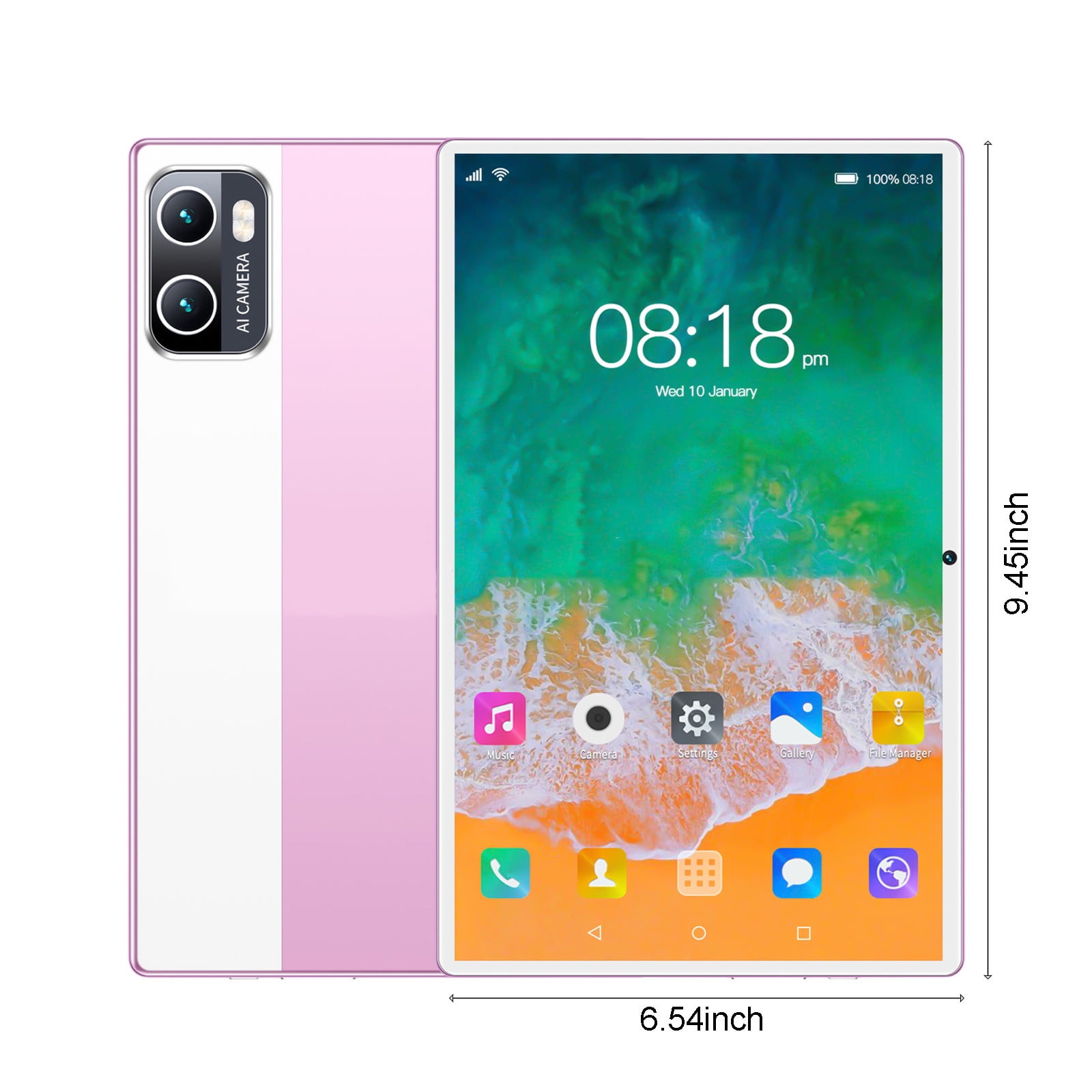 10.1in Android 10 Tablet - 2GB+16GB, 10-Core CPU, HD IPS Screen, Dual SIM, 2.4G/5G WiFi, Bluetooth, GPS, Voice Call, OTG, 4000mAh Battery – for Video, Office, Gift