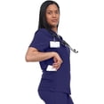 thumbnail image 3 of Scrub Top For Women Strecth Side Knit Panel Nurse Uniform 6 Pockets Uniform For Home Attedant, 3 of 4