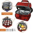 thumbnail image 6 of OPUX Insulated Dual Compartment Lunch Bag for Men, Women | Double Deck Reusable Lunch Pail Cooler Bag with Shoulder Strap, Soft Leakproof Liner | Large Lunch Box Tote for Work, School (Red), 6 of 7