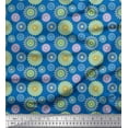 thumbnail image 1 of Soimoi Blue Poly Georgette Fabric Stripe & Mandala Printed Fabric 1 Yard 52 Inch Wide, 1 of 3