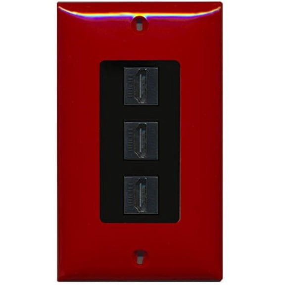 RiteAV - 3 Port HDMI Decorative Wall Plate - Red/Black
