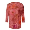 thumbnail image 4 of Ayolanni Crew Neck Summer&nbsp;Fall&nbsp;Shirts Floral Holiday Vintage 3/4 Sleeve Blouse Tunic Plus Size Shirts Tops for Women 2026 Red L, 4 of 5