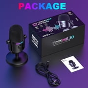 ONIKUMA USB Gaming Microphone for PC/PS5, Condenser Streaming Mic with Noise Cancellation, Mute Button & RGB Light for Podcast, Twitch, Discord & YouTube