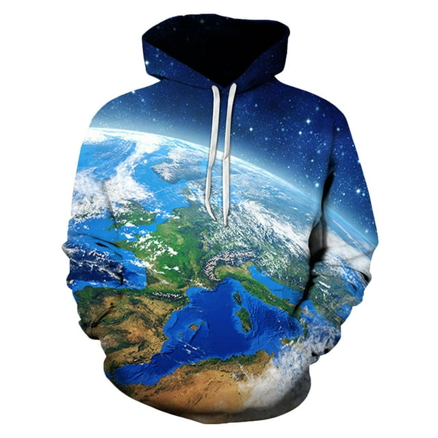 Rbaofujie Sweat à Capuche pour Garçons Mode Décontractée Impression Numérique Galaxie Pull à Manches Longues Col Rond Blouse Pull Surdimensionné