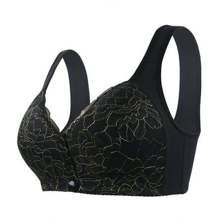 YanQiao Womens Bra Non Slip Lace Bras Push Up Wireless Padded Bras Supportive Seamless Bra Comfortable Bra 58 Black
