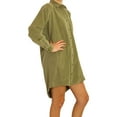 thumbnail image 2 of P.J. Salvage Womens Mixed Media Pajama Shirt Dress, Green, Small, 2 of 6