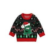 Baby Girl Boy Christmas Sweater Long Sleeve Crewneck Pullover Tree Printed Xmas Ugly Sweaters Top Clothes 6M-3T