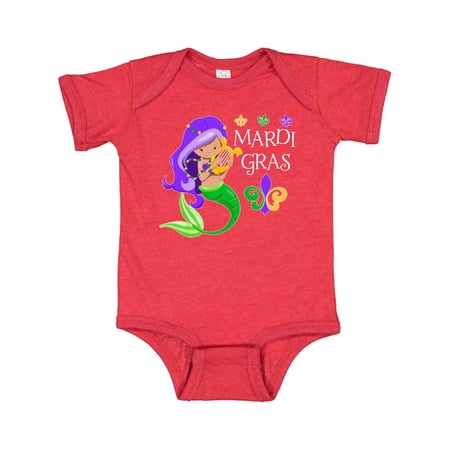 

Inktastic Mardi Gras mermaid with harp and beads Gift Baby Boy or Baby Girl Bodysuit